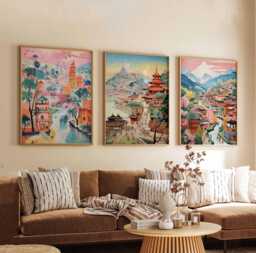 Set Of 3 Nepal Posters, Travel Prints, Wall Art Set, Mountain Poster Decor, Artwork - thumbnail 1