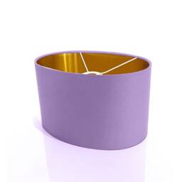 New Luxury High Quality Dark Lilac Purple Cotton 36 Fabric Lamp Shade Oval Shape Oval Metallic Lining - thumbnail 3