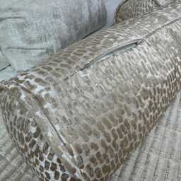 Antelope Luxury Textured Bolster, Champagne Gold Duck Feather Cushion Included Self Piped Piping Designer Fabric High Quality - thumbnail 3
