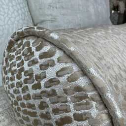 Luxury Textured Bolster Cushion, Champagne Gold Piped Pillow 16x6 - thumbnail 4