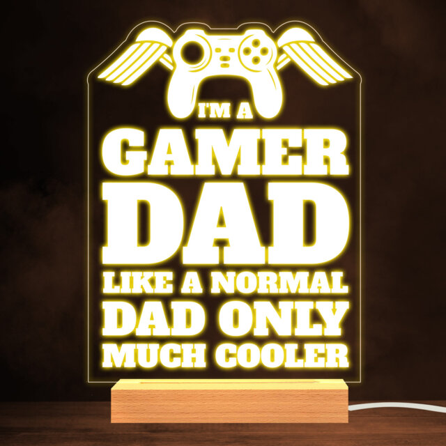 Funny Gamer Dad Much Cooler Controller & Wings Personalised Gift Night Light - Bedroom Lamp - image 1