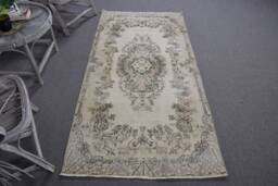 Beige Antique Rugs, Turkish Rug, Vintage Rugs For Entry, Office Kitchen 3.3x6.7 Ft Accent Aztec Bedroom Rug - thumbnail 1