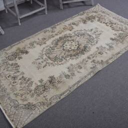 Beige Antique Rugs, Turkish Rug, Vintage Rugs For Entry, Office Kitchen 3.3x6.7 Ft Accent Aztec Bedroom Rug - thumbnail 2