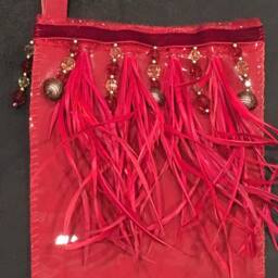 Red Paten Leather Couture Christmas Stocking - thumbnail 2