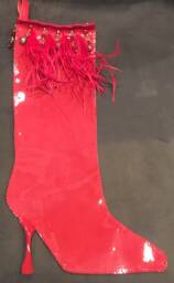 Red Paten Leather Couture Christmas Stocking - thumbnail 1