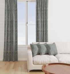 Custom Made William Morris Snakeshead Denim Blackout Lining Curtains 3 - thumbnail 1
