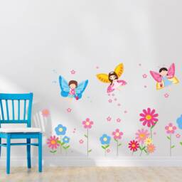 Fairy & Flowers Wall Decals, Girls Nursery Decor, Peel Stick - thumbnail 3