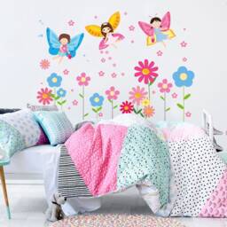 Fairy & Flowers Wall Decals, Girls Nursery Decor, Peel Stick - thumbnail 2