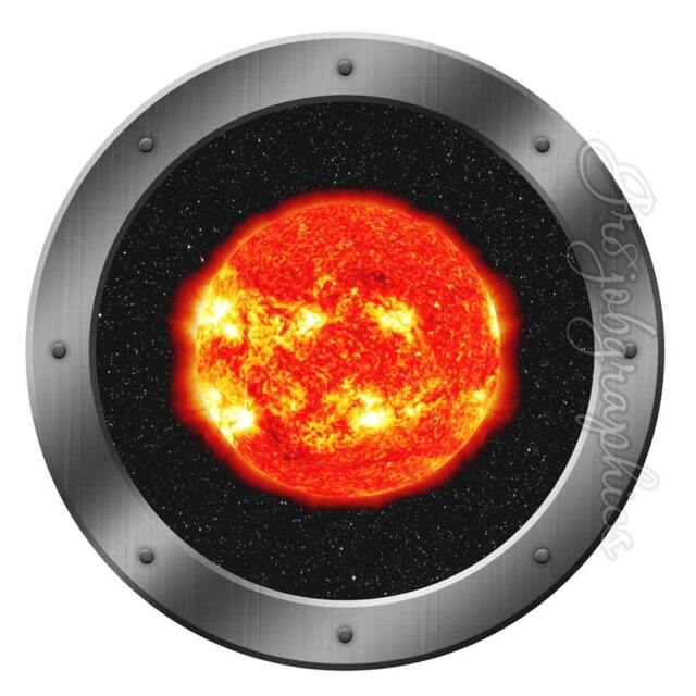 Sun Mural Wall Decal Porthole Scenic Space View - Vwaq Ps8