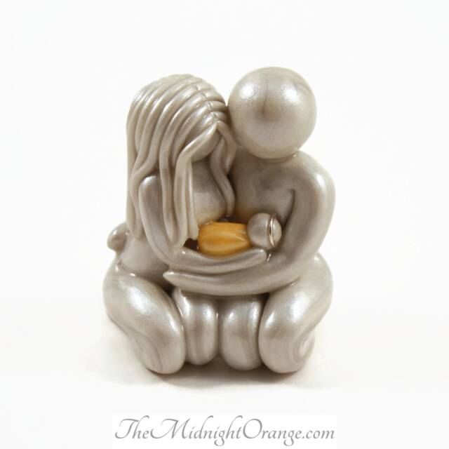 Infant Loss Remembrance Sculpture Handmade Clay Mother, Father & Baby Keepsake - image 1