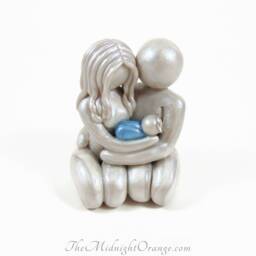 Infant Loss Remembrance Sculpture Handmade Clay Mother, Father & Baby Keepsake - thumbnail 2