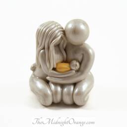 Infant Loss Remembrance Sculpture Handmade Clay Mother, Father & Baby Keepsake - thumbnail 1