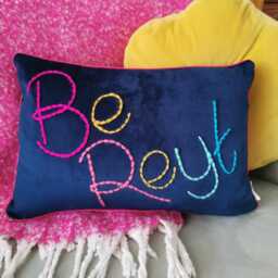 Be Reyt, Yorkshire Embroidered Velvet Cushion - thumbnail 1