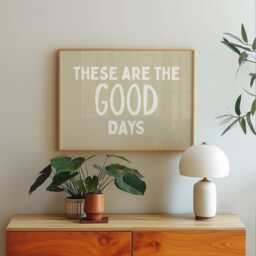 These Are The Good Days Beige Print, Uplifting Quote, Affirmation Poster, Minimalist Simply Home Decor, Cool Living Room Wall Art - thumbnail 2