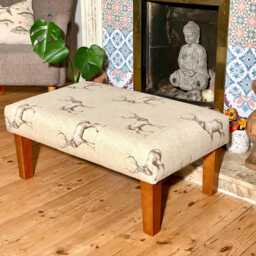 Upholstered Coffee Table Footstool, Unique Designs On Cotton Fabric, Worls Maps - thumbnail 3