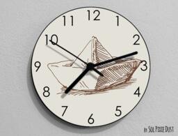Paper Boat Wall Clock - Kids Nursery Room, Teens Baby Room