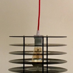 Retro Stack Style Upcycled 12 Inch Vinyl Record Pendant Celling Light, Ideal For Home & Industrial Spaces. Handmade Music Lovers - thumbnail 3