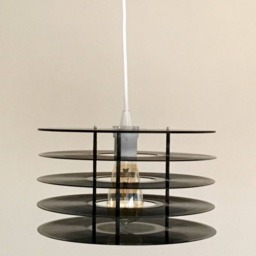 Retro Stack Style Upcycled 12 Inch Vinyl Record Pendant Celling Light, Ideal For Home & Industrial Spaces. Handmade Music Lovers - thumbnail 2