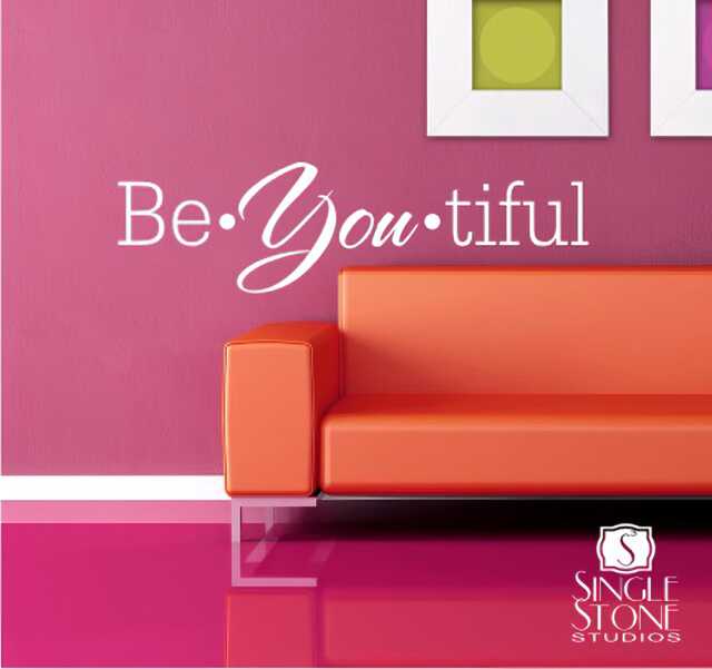 Nursery Be You Tiful Wall Decal Quote - Vinyl Word Art Custom Home Decor - image 1