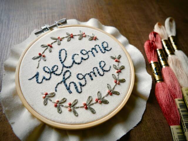 Christmas Gift ?? Embroidery Hoop Art Wall Home Decor Welcome Hand Embroidered Loftfullofgoodies Housewarming - image 1