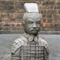 Chinese Warrior Statue Terracotta Soldier Sculpture Oriental Garden Decor Ancient Concrete Art Outdoor Figure Unique Asian Ornament - thumbnail 2