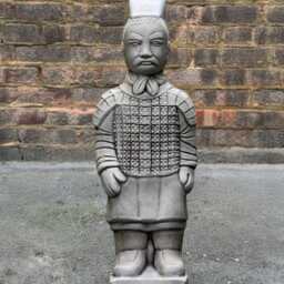 Chinese Warrior Statue Terracotta Soldier Sculpture Oriental Garden Decor Ancient Concrete Art Outdoor Figure Unique Asian Ornament - thumbnail 3