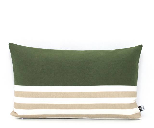Olive Green & Beige Colorblock Lumbar Pillow Cover, Home Gifts For You - image 1