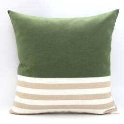 Olive Green & Beige Colorblock Lumbar Pillow Cover, Home Gifts For You - thumbnail 2