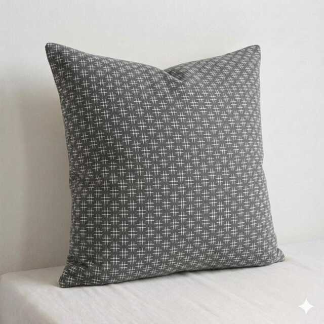 Dark Brown Sashiko Throw Pillow Cover, 20 - image 1