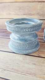 Gray Statuary Candle Holders - French Country Farmhouse Home Decor Centerpiece Eco-Friendly Gift - thumbnail 3