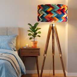 Handmade By Order Zigzag Patch Multicoloured Geometric Pattern Velvet Drum Lamp Shade Pendant Light All Shapes & Sizes Availabl - thumbnail 2