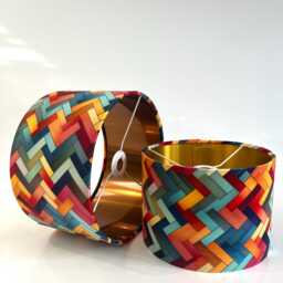 Handmade By Order Zigzag Patch Multicoloured Geometric Pattern Velvet Drum Lamp Shade Pendant Light All Shapes & Sizes Availabl - thumbnail 3
