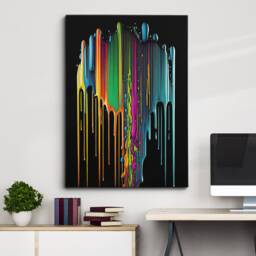 Bright & Colourful Dripping Paint Abstract Oil Painting Style Wall Art, Framed Canvas Poster Print, Home Kitchen Office Room Decor, Gifts - thumbnail 1