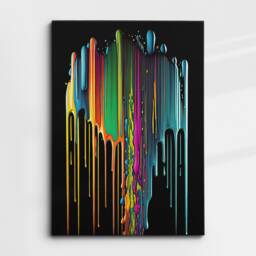 Bright & Colourful Dripping Paint Abstract Oil Painting Style Wall Art, Framed Canvas Poster Print, Home Kitchen Office Room Decor, Gifts - thumbnail 3