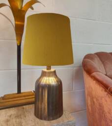 Mustard Yellow French Drum Lampshade in Velvet With Choice Of Lining - thumbnail 1