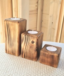 Set Of 3 Wooden Tea Light Holders - thumbnail 1