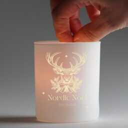Christmas Engraved Candle - Deer White Matt Jar Cotton Wick Scents+- Your Wishes On The Back Of - thumbnail 2