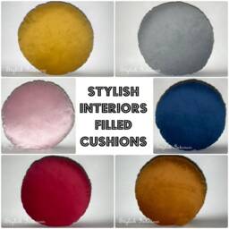 Handmade Soft Round Plush Velvet Cushion Circle Bed Sofa Pillow With Pad Insert - thumbnail 2