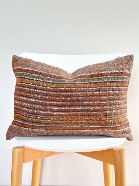 Brown Tribal Hemp Hand Woven Natural Dye Color Pillow Cover - image 1