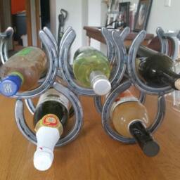 Horseshoe Wine Rack With Glass Holder, Gifts For Women, Ranch Decor, Home Bar Accessories, Countertop Rack, Unique Wedding Gift - thumbnail 2