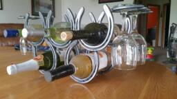 Horseshoe Wine Rack With Glass Holder, Gifts For Women, Ranch Decor, Home Bar Accessories, Countertop Rack, Unique Wedding Gift
