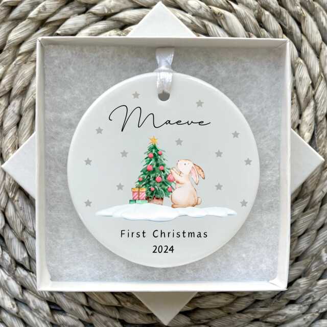 Personalised First Christmas Bauble - Ornament -Babys First Baby Xmas Tree Decoration- Secret Santa - image 1