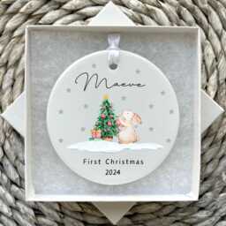 Personalised First Christmas Bauble - Ornament -Babys First Baby Xmas Tree Decoration- Secret Santa - thumbnail 1