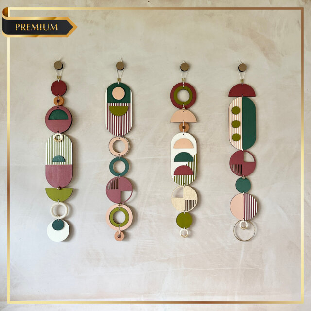 Geometric Wall Hanging - Colorful Mid-Century Modern Wood Art - image 1