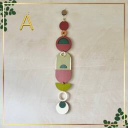 Geometric Wall Hanging - Colorful Mid-Century Modern Wood Art - thumbnail 3