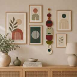 Geometric Wall Hanging - Colorful Mid-Century Modern Wood Art Bauhaus Mcm Home Decor - thumbnail 3