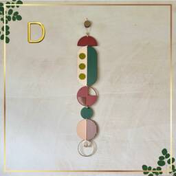 Geometric Wall Hanging - Colorful Mid-Century Modern Wood Art Bauhaus Mcm Home Decor - thumbnail 4