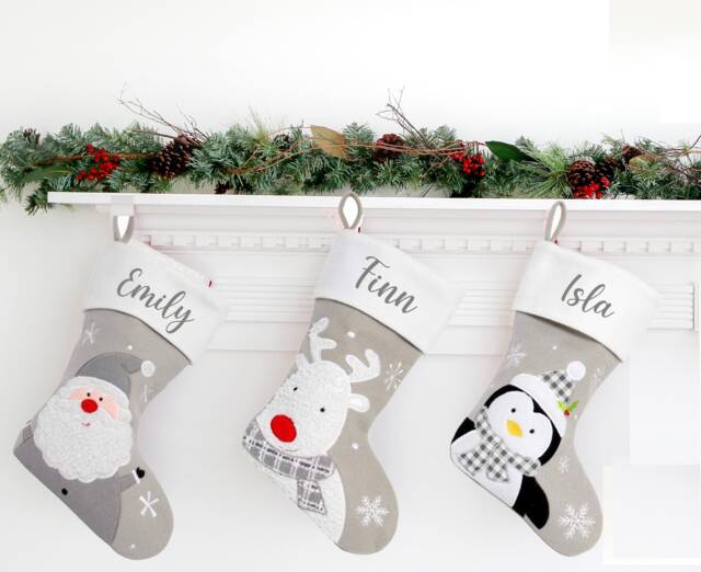 Personalised Christmas Stocking, Santa, Reindeer, Penguin, Snowman - image 1