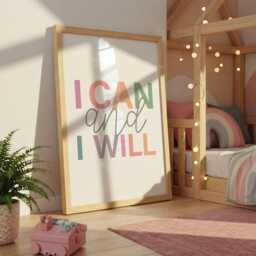 Set Of 6 Affirmation Prints, Girls Bedroom Decor, Motivational Rainbow Nursery Wall Art, Playroom Colourful - thumbnail 2