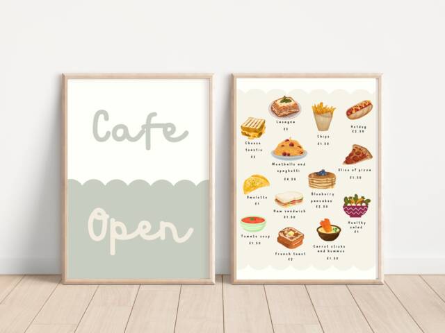Imaginative Play Cafe Prints. Set Of 2 Playroom Prints Perfect To Create A Kitchen & Area - Print Only - image 1